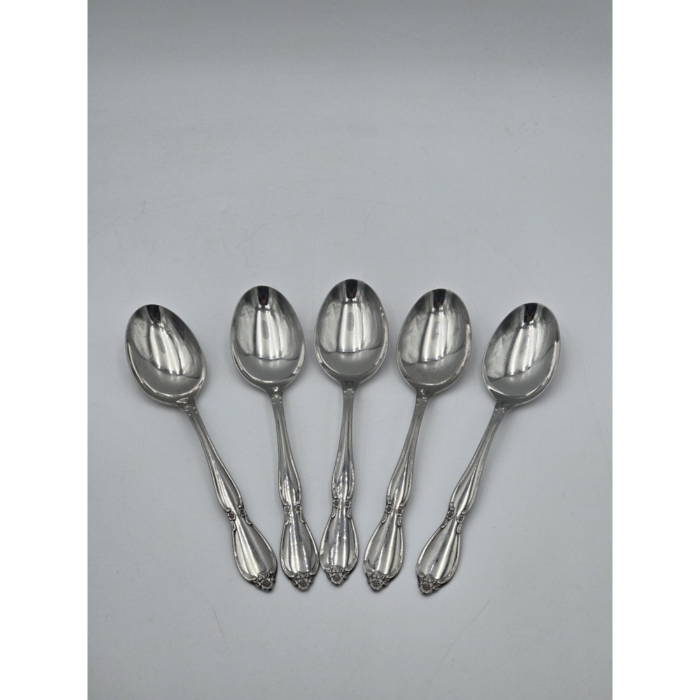 5 Oneida Community Chatelaine Stainless Oval Soup Spoons Tablespoons